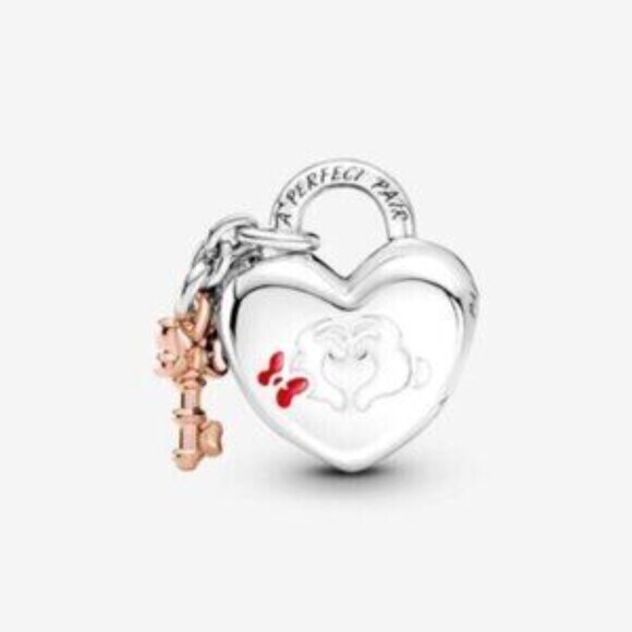 Pandora Disney Mickey Mouse & Minnie Mouse Padlock Charm - Picture 2 of 4